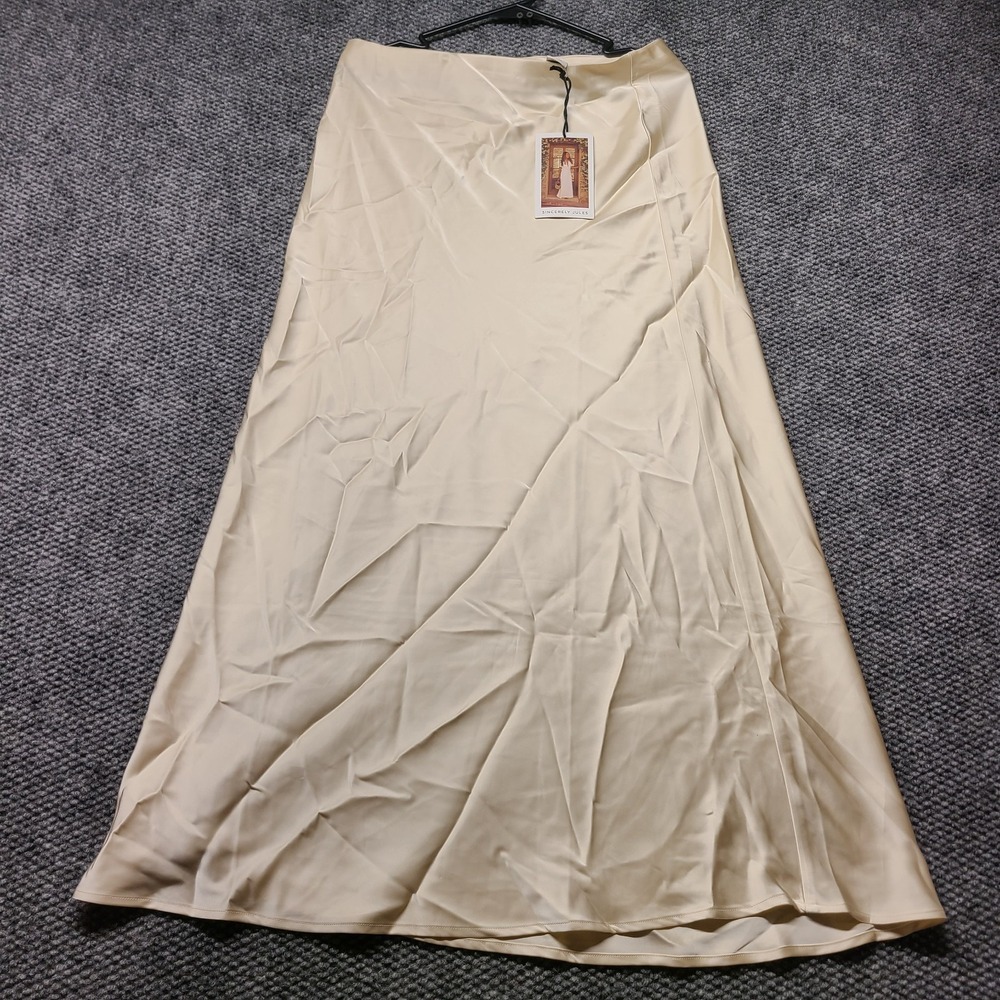 NWT Sincerely Jules Maxi/midi Slip Skirt Womens Beige Satin Pull On One Size